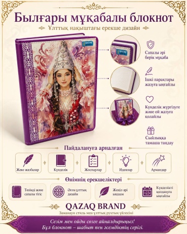 Блокнот QAZAQ brand Девушка в традиционном наряде, A5, 80 л, розовый