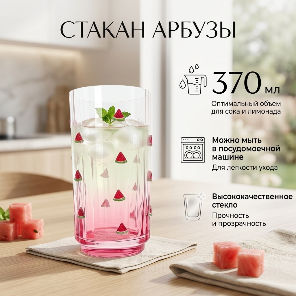 Стакан 370 мл, стекло, 6 шт