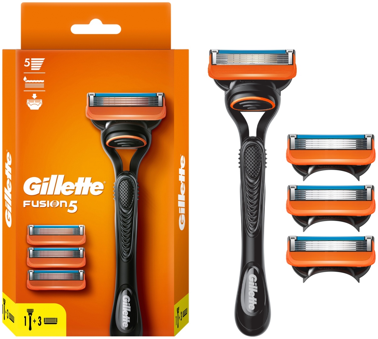 Gillette Fusion5 бритвенный станок 1 шт + сменные кассеты 3 шт