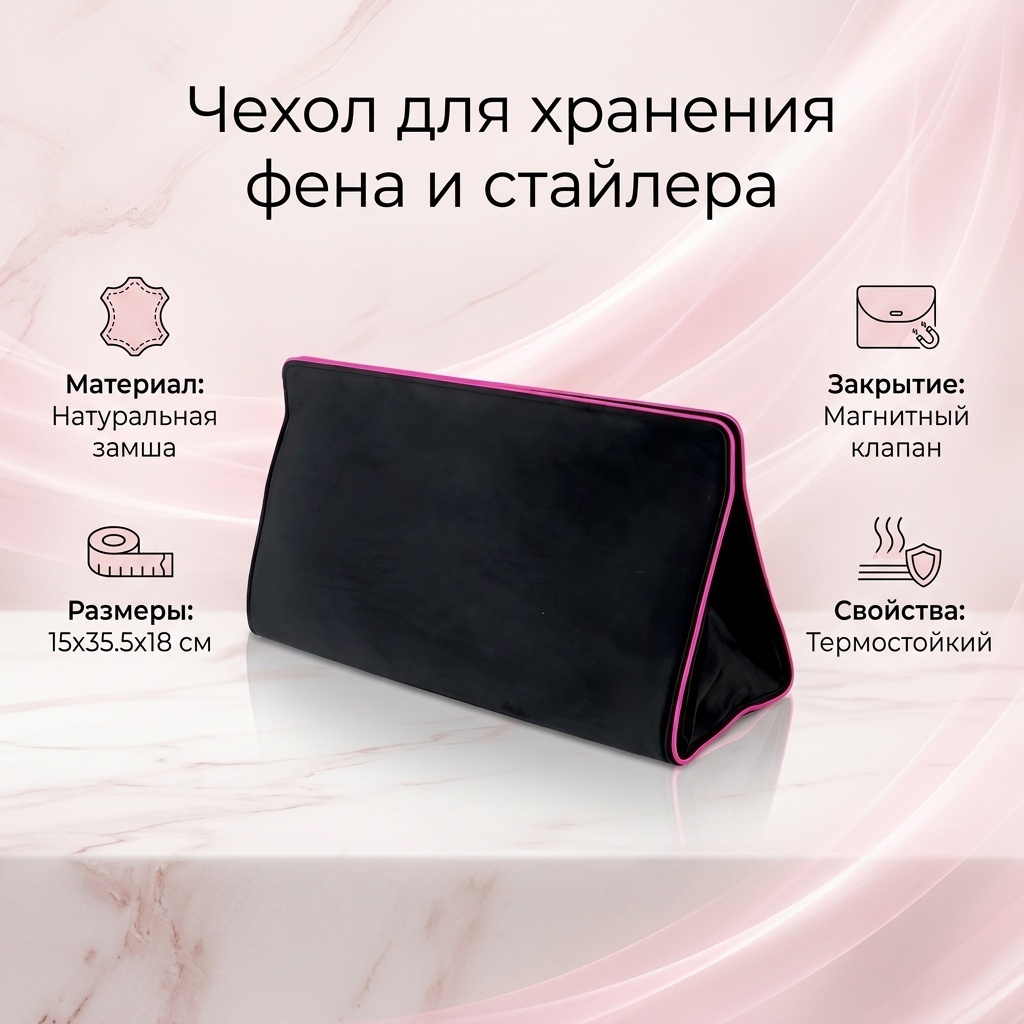 Сумка для хранения фена и стайлера натуральная замша