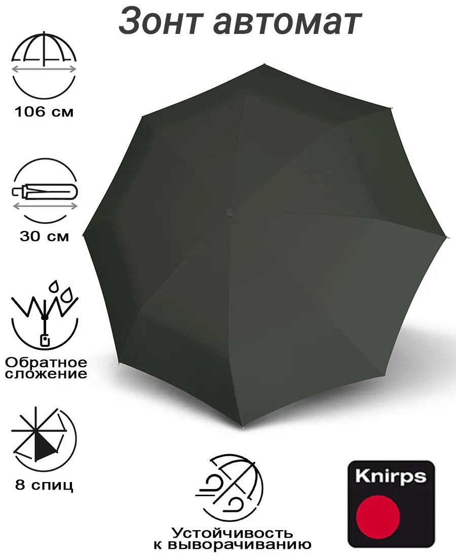 Складной зонт KNIRPS полуавтомат темно-зеленый