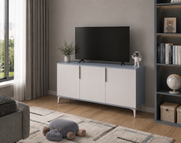 Комод Мебель России Бриз, 150x46x100 см, белый, бледно-голубой