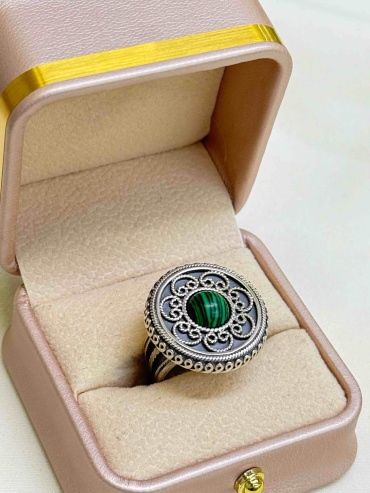 Dendera Jewelry 720374928 размер регулируемый вес 12 г серебро, малахит
