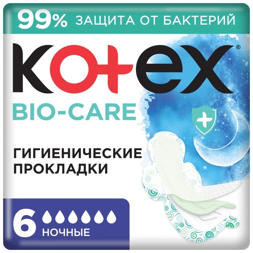 Kotex прокладки Bio-Care Night 6 шт