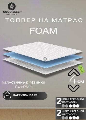 Топпер GOOD SLEEP Foam, 115x180x4 см