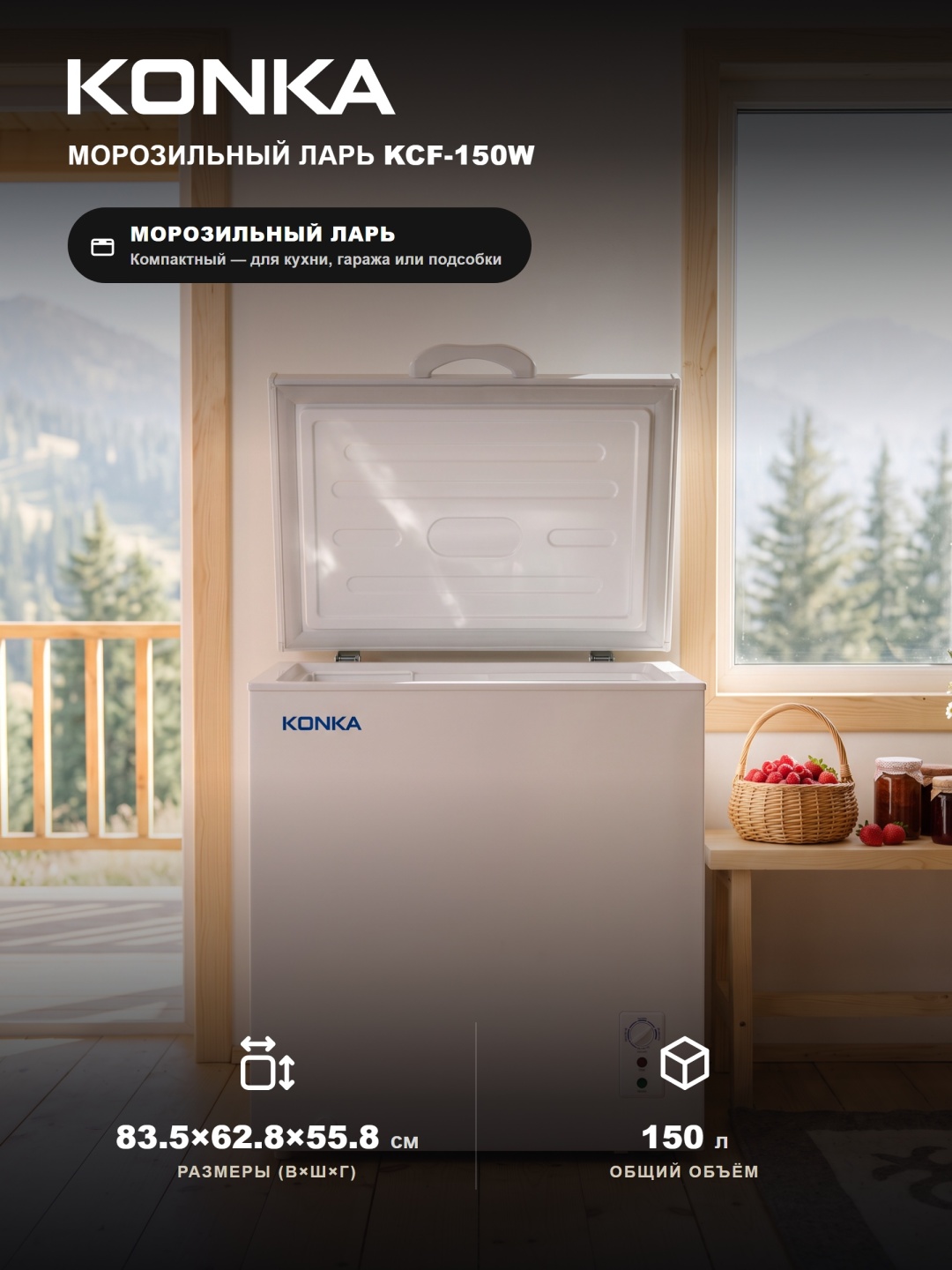 Морозильник KONKA KCF-150W 150 л белый