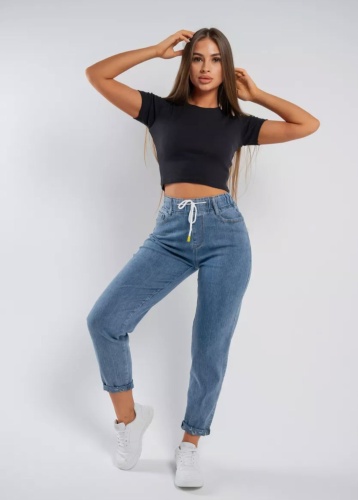 Джинсы джинсы-мом DENIM AMERICAN APPARAL голубой