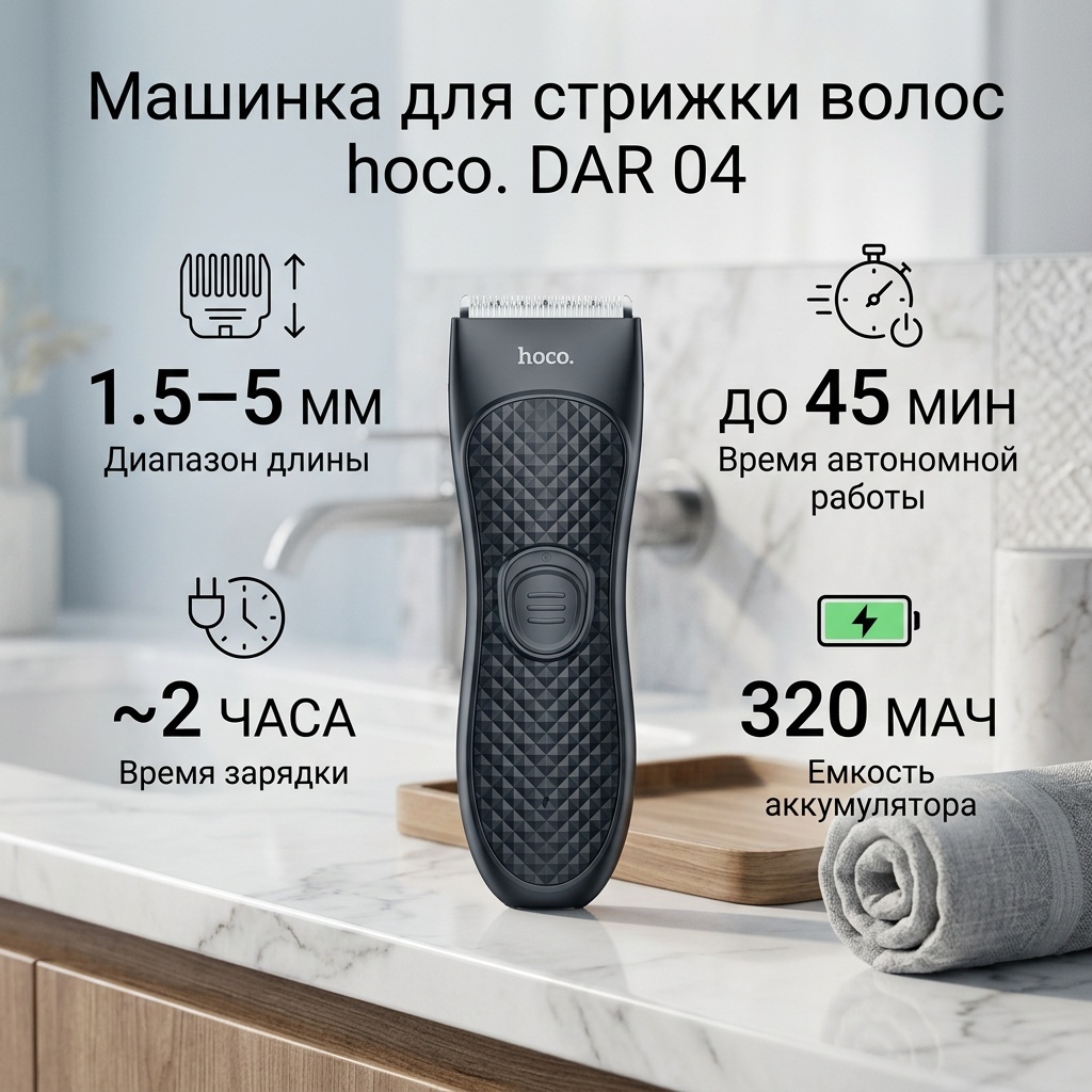 Машинка для стрижки DAR04 черный