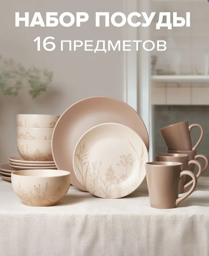 Сервиз на 4 персоны , предметов: 16, столовый, керамика