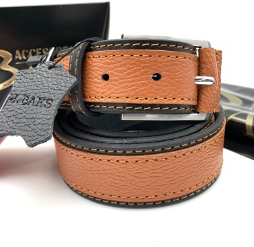 Ремень BAKS ACCESSORIES натуральная кожа 95 см черный, оранжевый