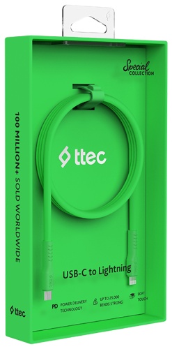 Кабель TTEC USB TypeC (M), Lightning, 1.2 м, 2DK60NY зеленый