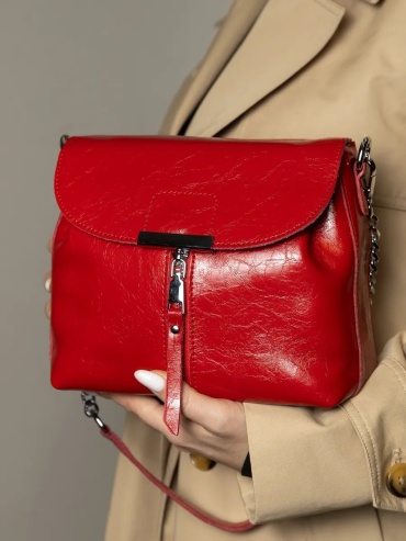 Сумка кросс-боди TJ bags натуральная кожа красный