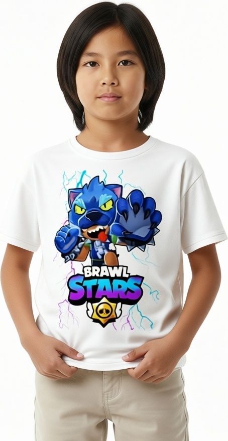 Футболка Бравл Старс Леон Оборотень Brawl Stars TMH_TREND.KZ белый
