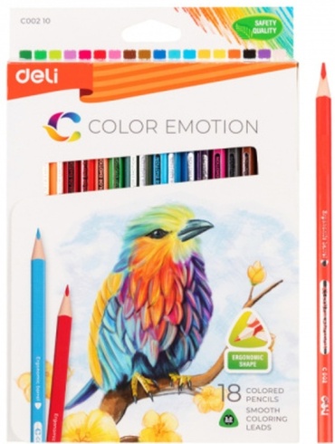 Карандаши цветные DELI "Color Emotion", 18 шт, трехгранная форма