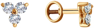 Пусеты SOKOLOV EAR-SO-585-068484 вес 0.885 г золото, фианит