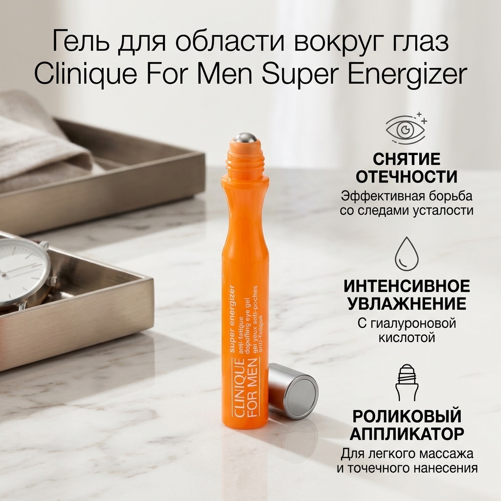 Clinique гель For Men Super Energizer Depuffing Eye Gel для области вокруг глаз 15 мл