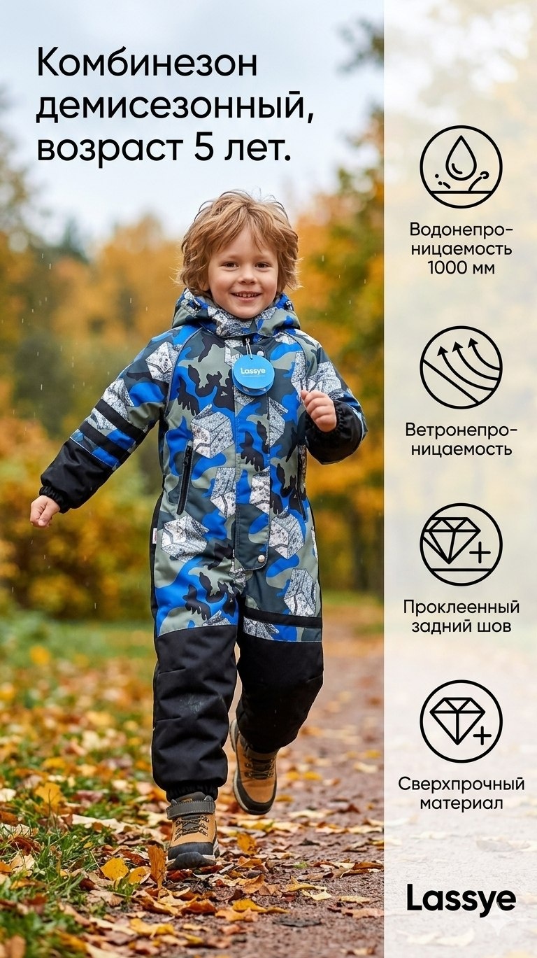 Комплект с комбинезоном Lassye синий, мультиколор