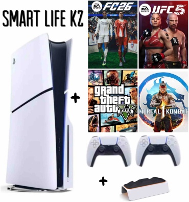 Sony PlayStation 5 Slim белый + геймпад + Charging station + FC26 + UFC5 + GTA5 + Mortal Kombat 1