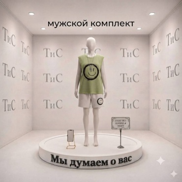 Повседневный костюм бежевый, оливковый