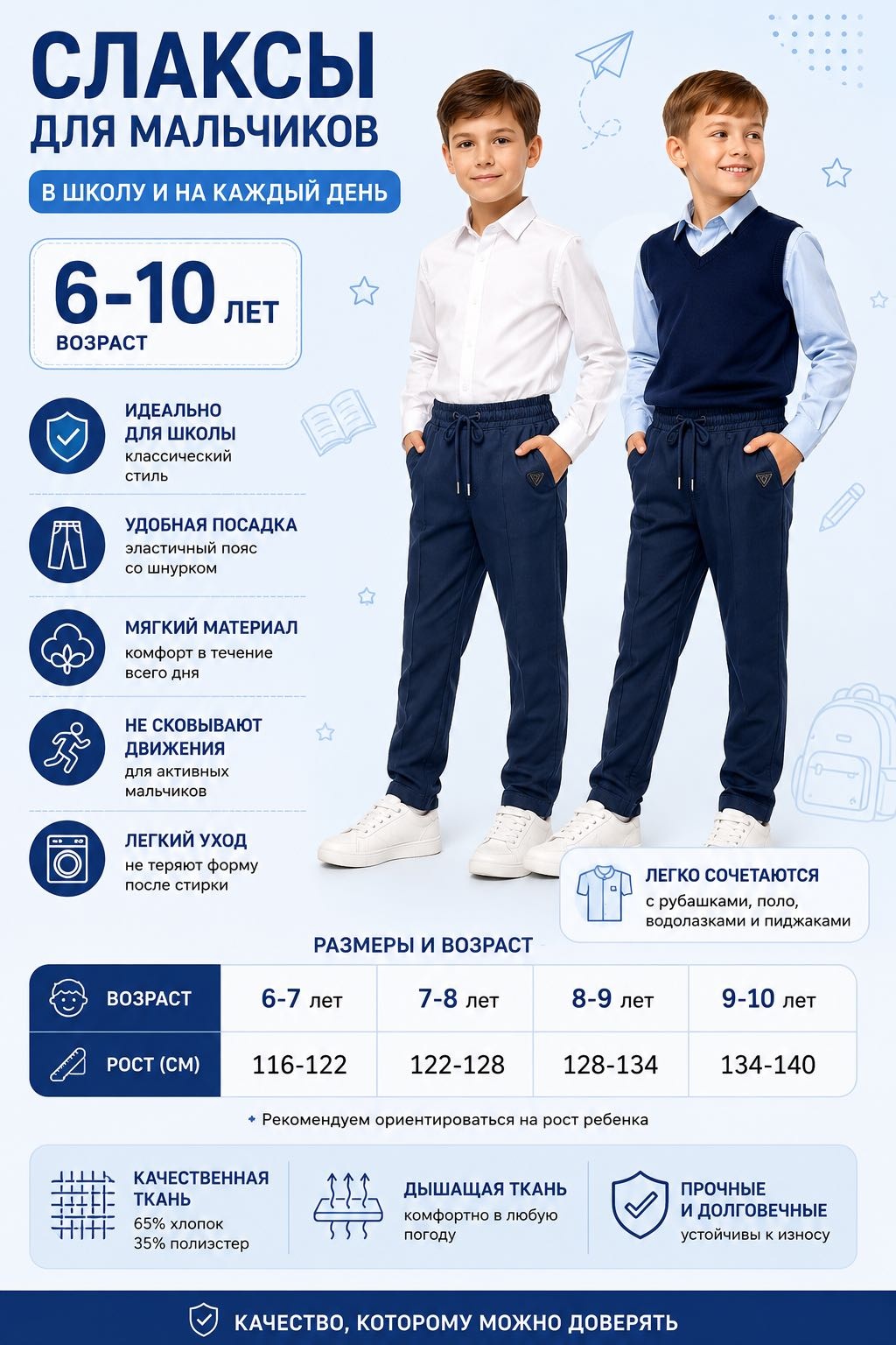 Школьные брюки Kids collection темно-синий