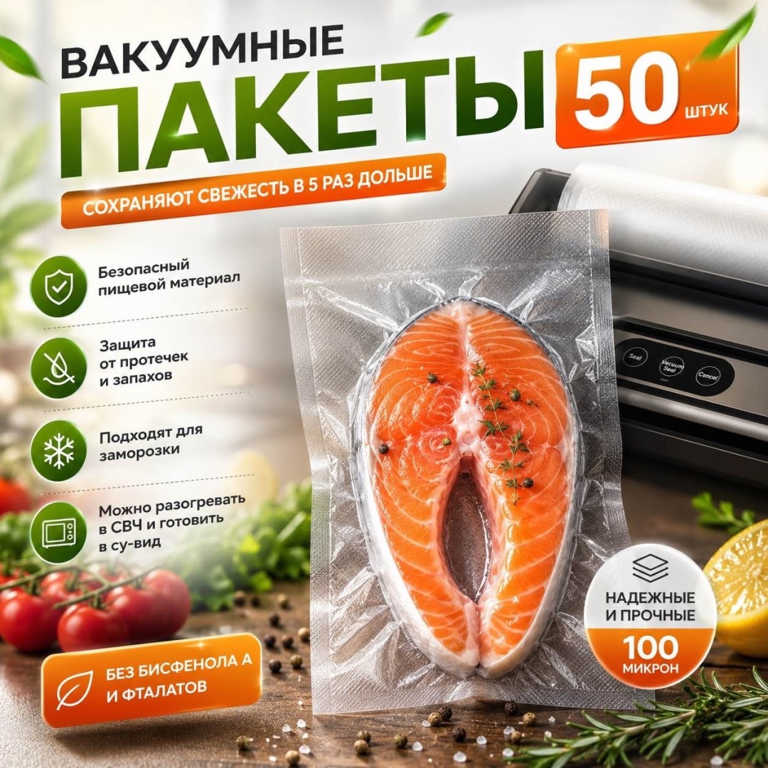 RMXX пакет 50 шт для вакууматора для замораживания, для фруктов и овощей, для хранения продуктов
