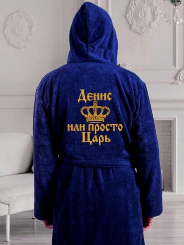 Махровый халат синий