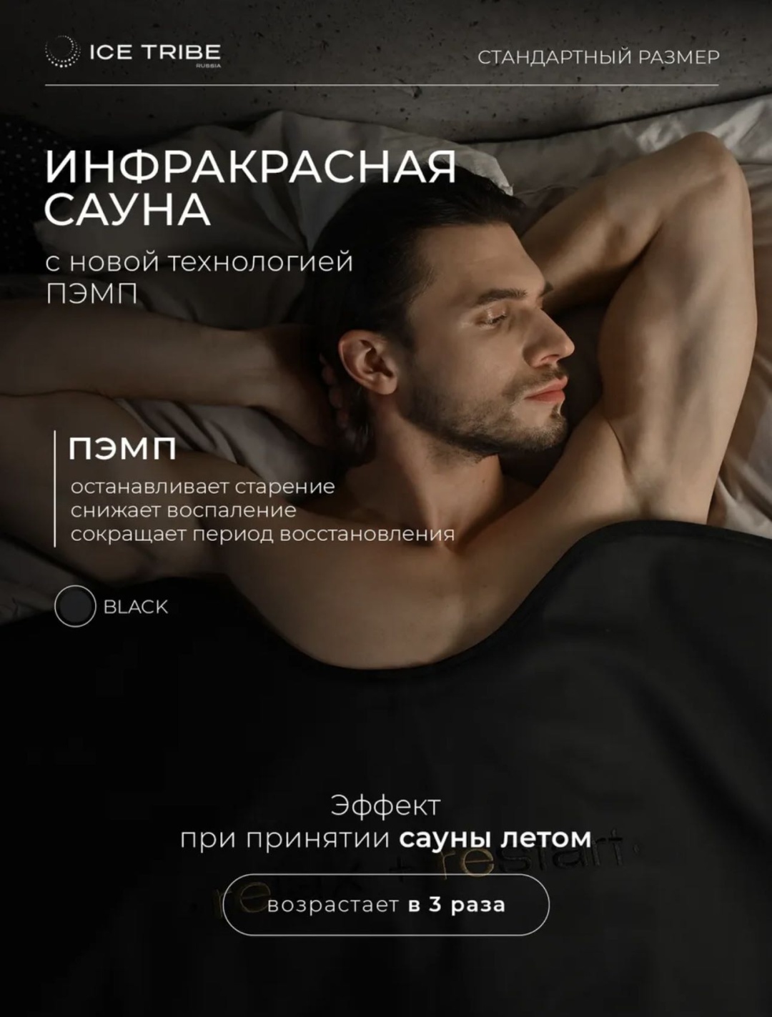 Электроодеяло 80x180 см, 220 Вт, кол-во режимов: 6 шт, черный