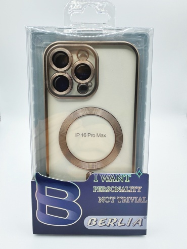 Чехол BERLIA для Apple iPhone 16 Pro Max золотой