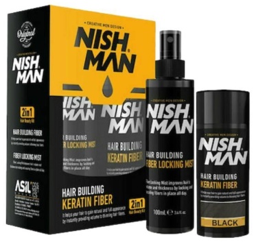 NISHMAN Keratin Fiber Black набор по уходу за волосами унисекс