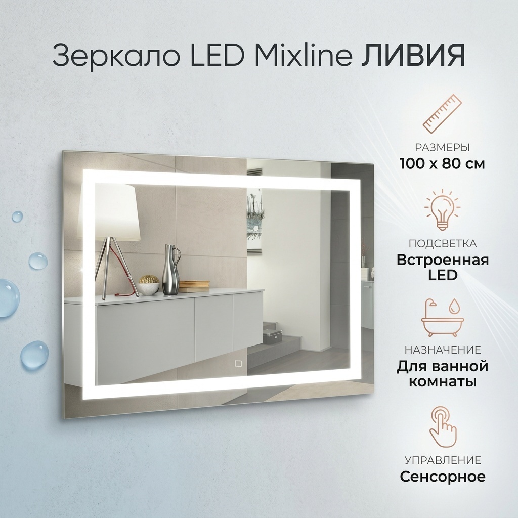Зеркало настенное Mixline 100x80 см