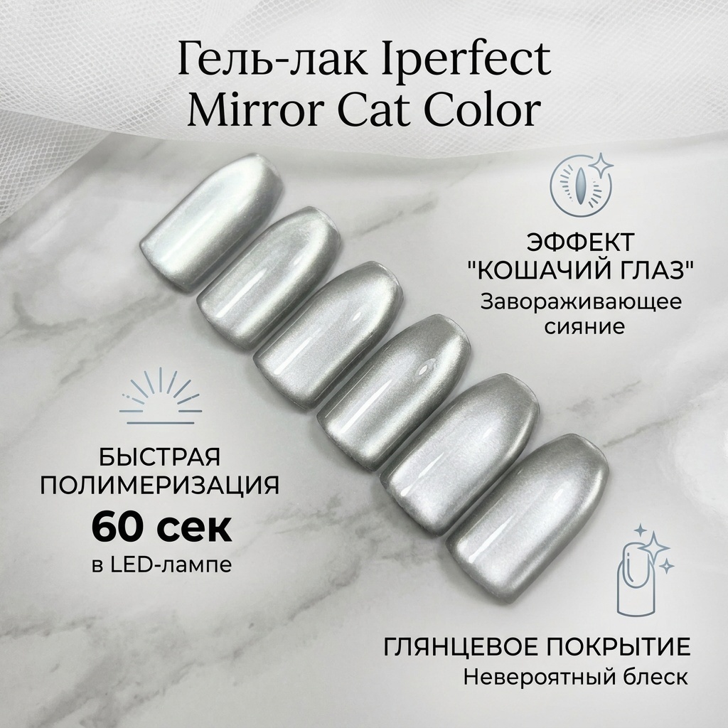 Iperfect гель-лак Mirror cat color глянцевое 10 мл