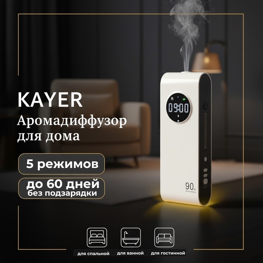 Электродиффузор KAYER цветочный, парфюмерный, цитрусовый 90 мл