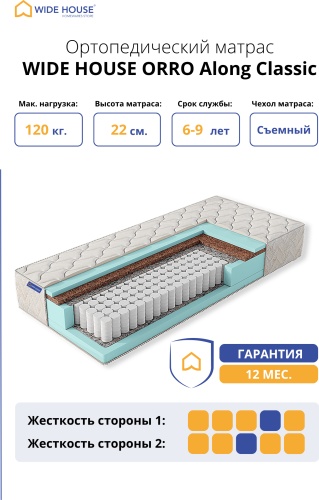Матрас WIDE HOUSE ORRO Along Classic, 170x195x22 см