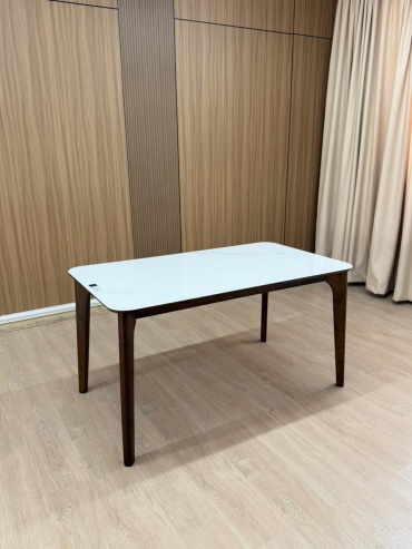 Обеденный стол ModiHome F10, 120х70x75 см, искусственный мрамор, белый, коричневый