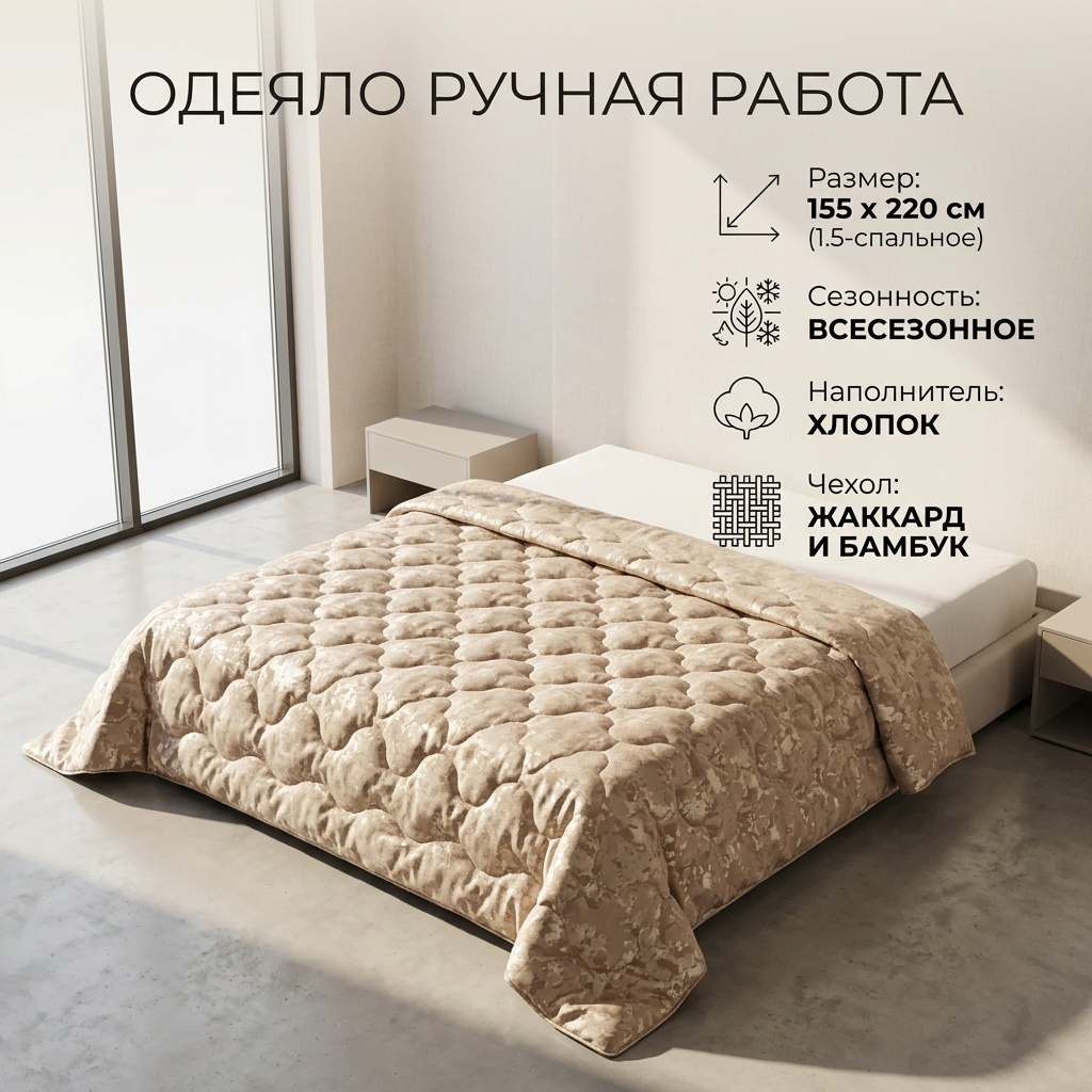 Одеяло Ручная Работа Золота 155х220 всесезонное