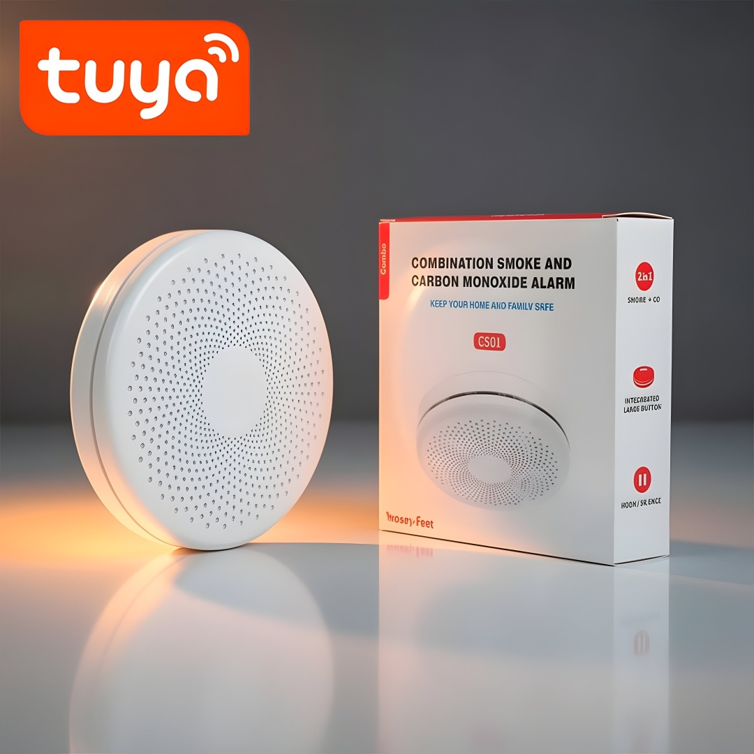 Датчик дыма Tuya CS01W, экосистема: Alexa, Tuya Smart