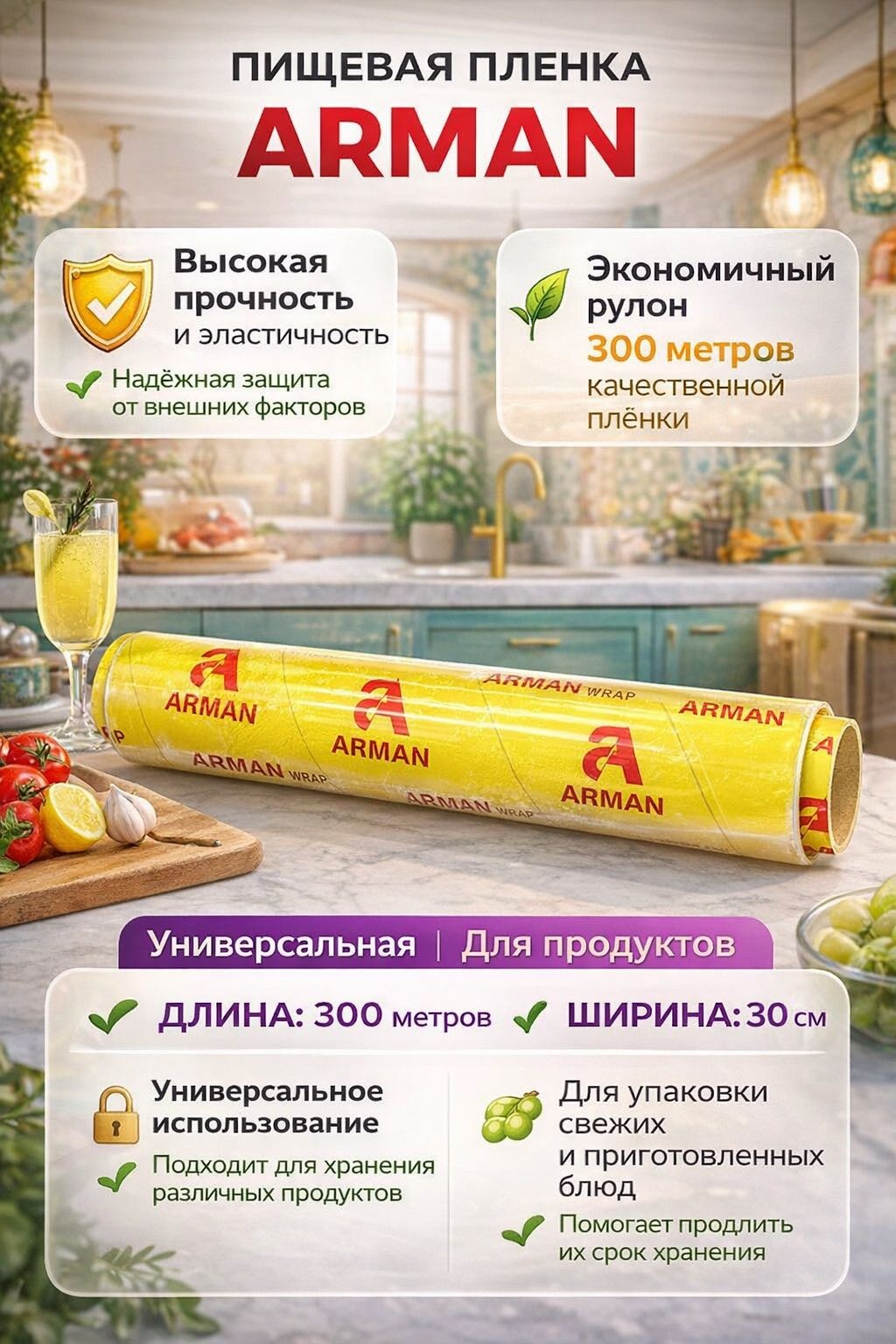 Пищевая пленка 806739349 для хранения продуктов, универсальное