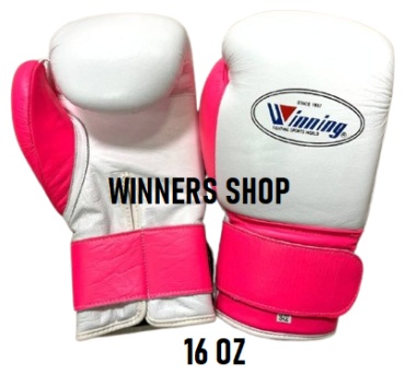 Боксерские перчатки Winning 16 oz белый, розовый