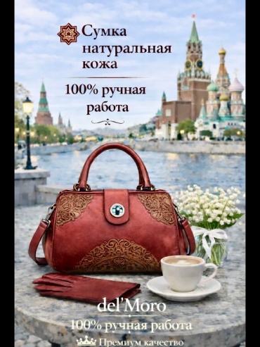 Мини-сумка del'Moro хлопок красный