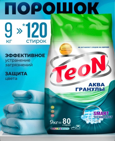 Teon для белых и светлых тканей Стиральный порошок Teon 9 кг 9 кг