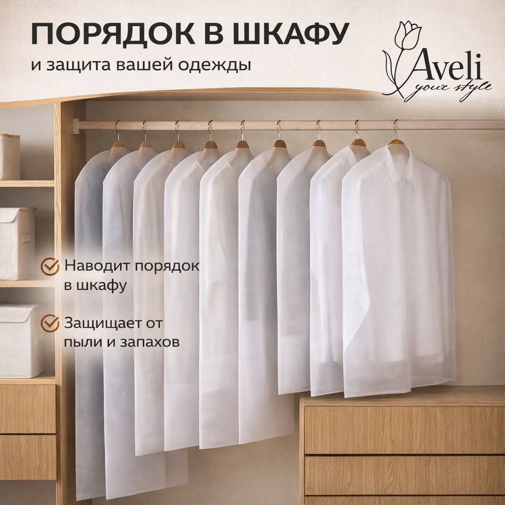 Чехол для верхней одежды Aveli 60-120, полиэтилен