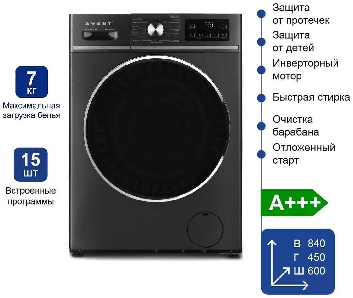 Стиральная машина AVANT WM-FAF70W-G серый
