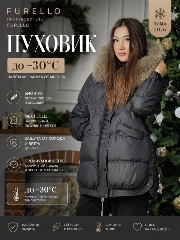 Пуховик Big Button черный
