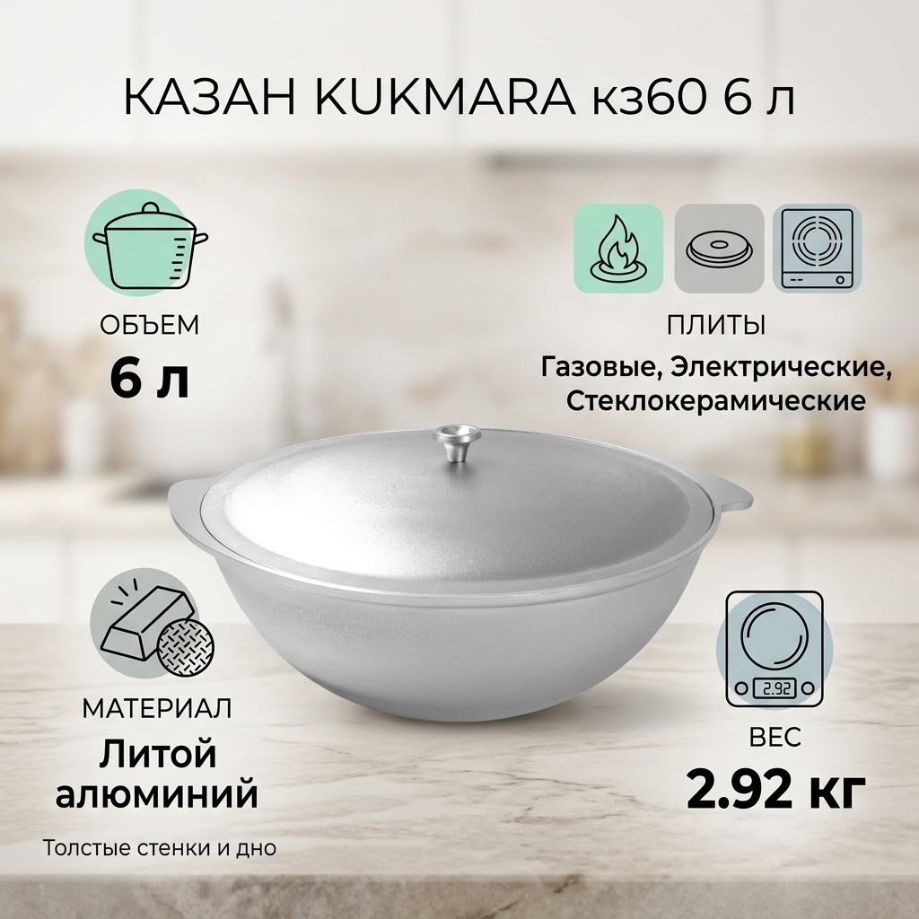 Казан Kukmara 6 л, алюминий