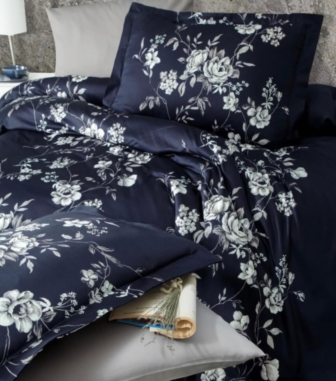 Комплект First Choice AryaNavy Blue 2-спальный сатин, 4 наволочки: 50x70 см, 70x70 см