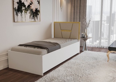 Кровать GANJIYNA 657086847 односпальная, 90x200 см (с матрасом, без подъёмного механизма) белый