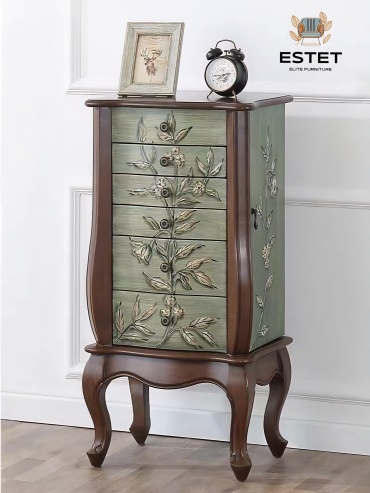 Комод ESTET Antique Leaf, 50x35x103 см, коричневый, зеленый