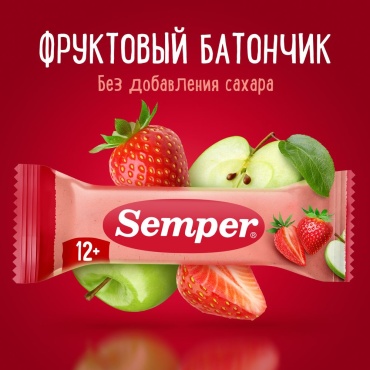 Semper батончик клубника и яблоко 15 гр