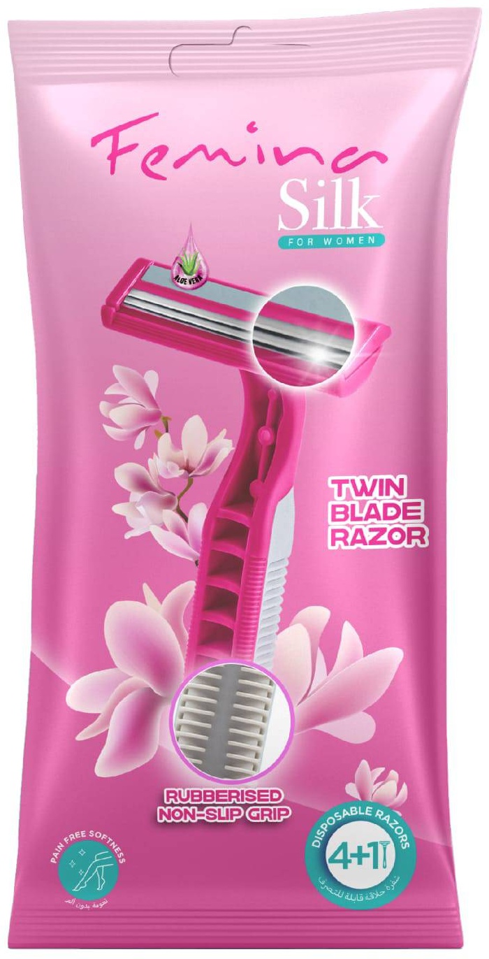 Treet Одноразовые женские бритвенные станки Treet Femina Silk, 2 лезвия, 5 шт (4+1) бритвенный станок 5 шт