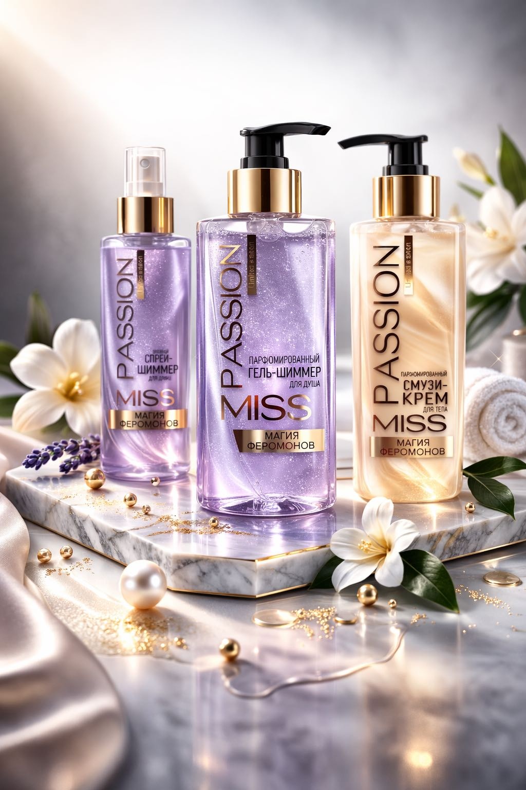 Miss Passion набор с ферамоном гель душа смузи спрей гель 300 мл